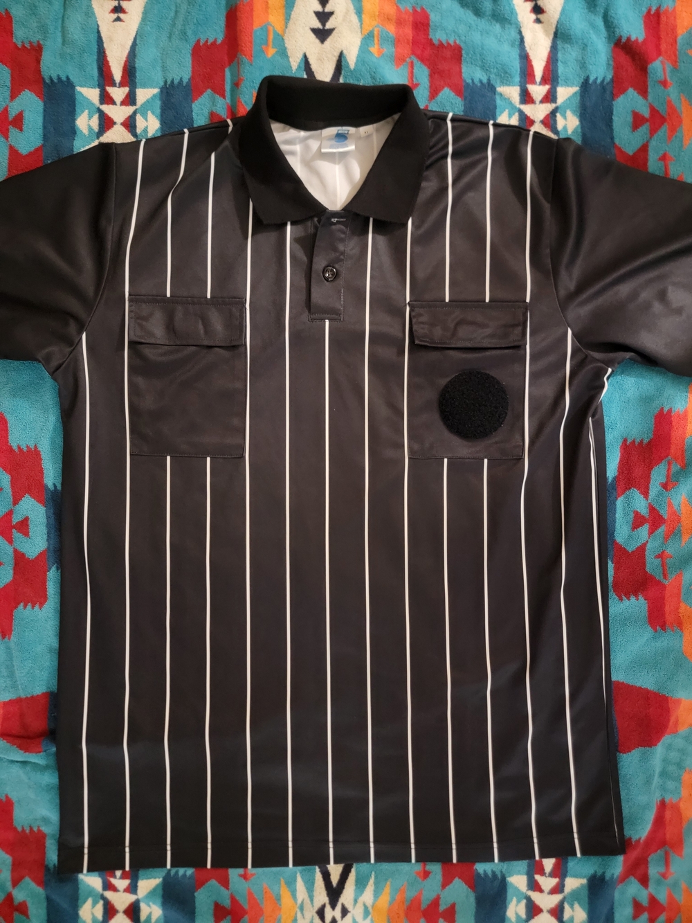 High 5 Soccer Referee Shirt - Black w/ White Stripes Size L